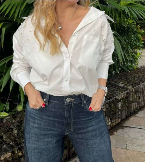 Camisa Gabriela Perlas Blanco