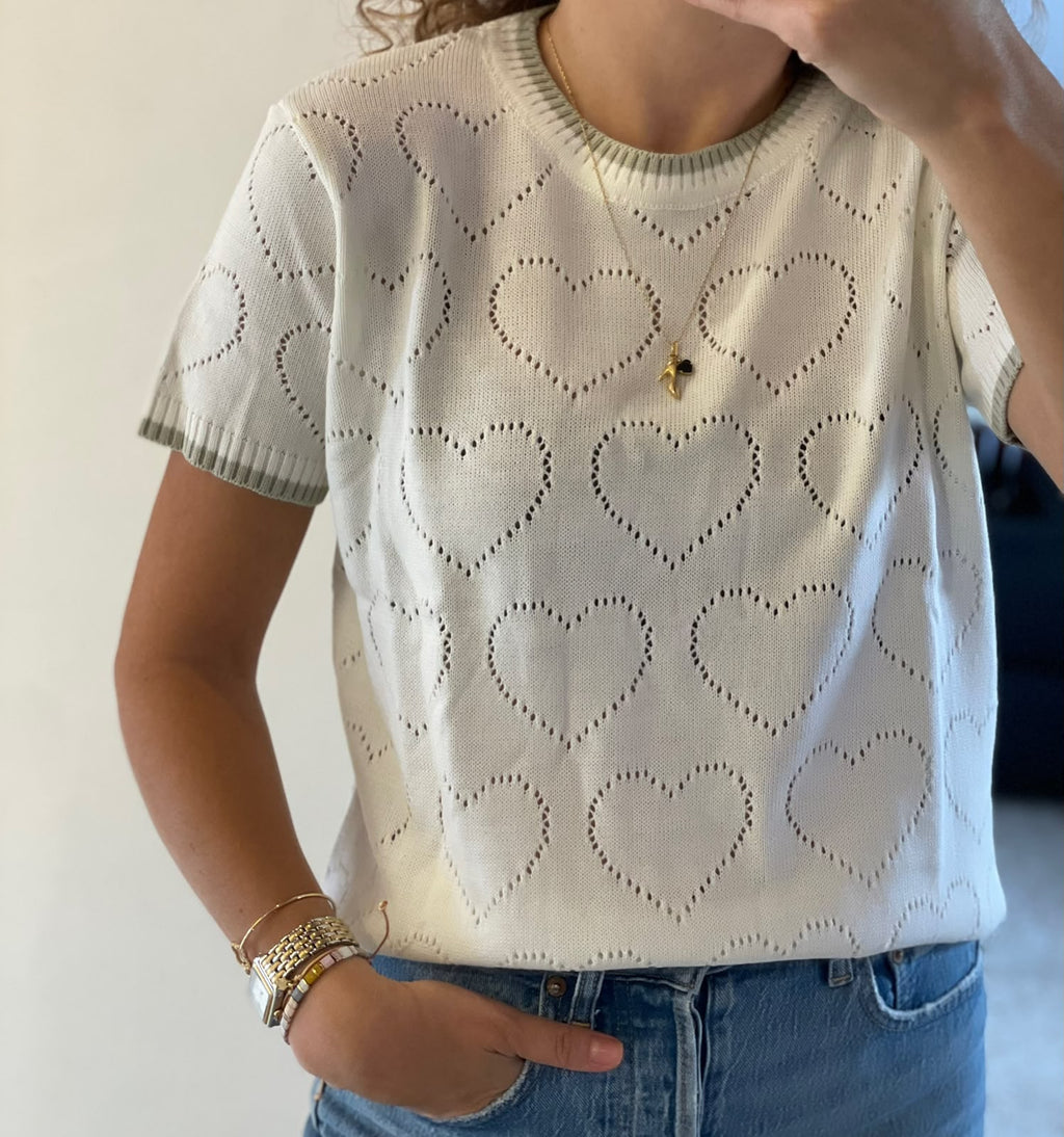Camisa Cozy Corazon Crema