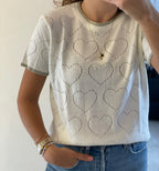 Camisa Cozy Corazon Crema