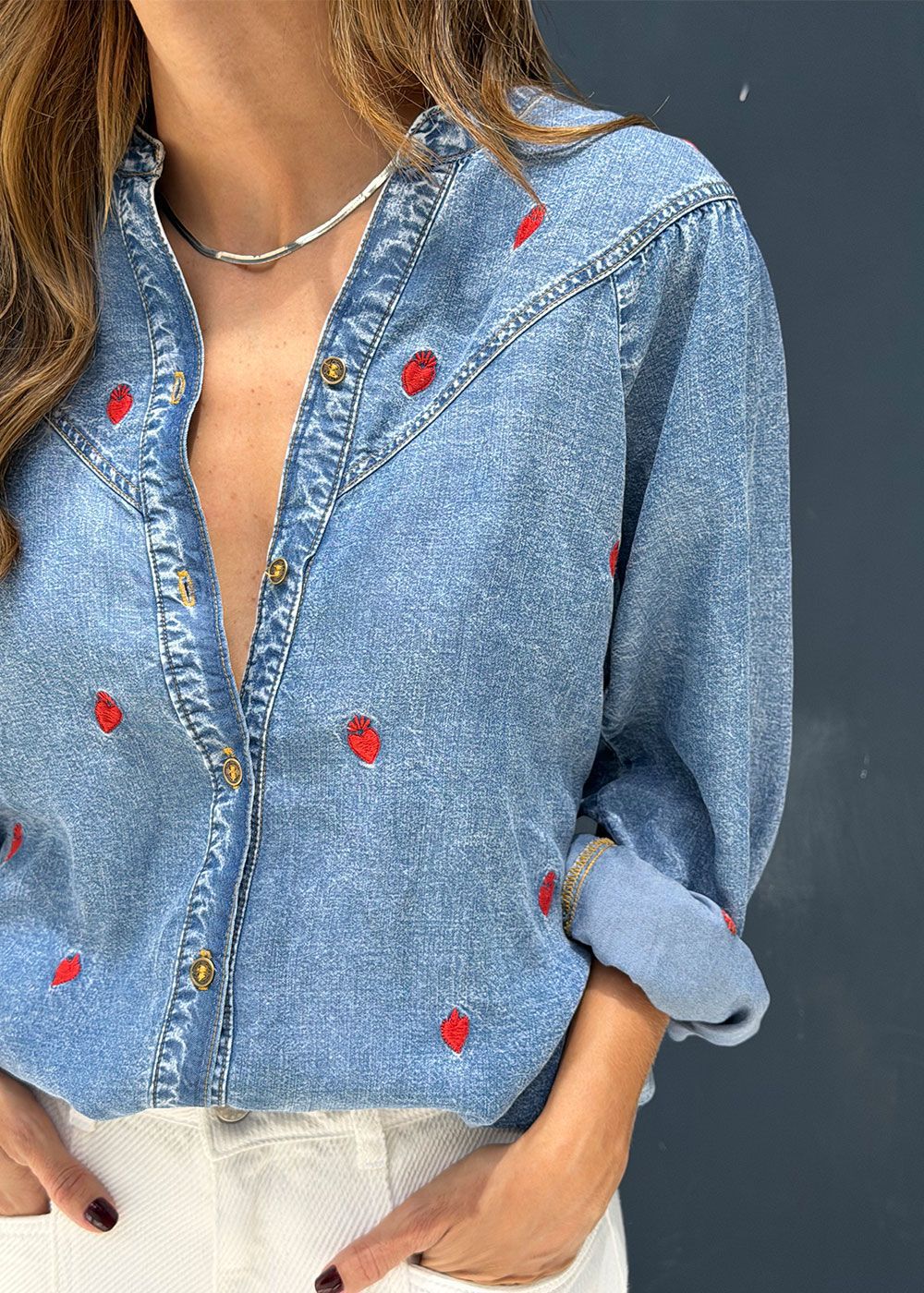 Camisa Chambray Corazones Mila