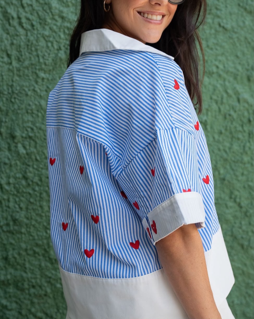 Camisa Manga Corta Rayas Azules