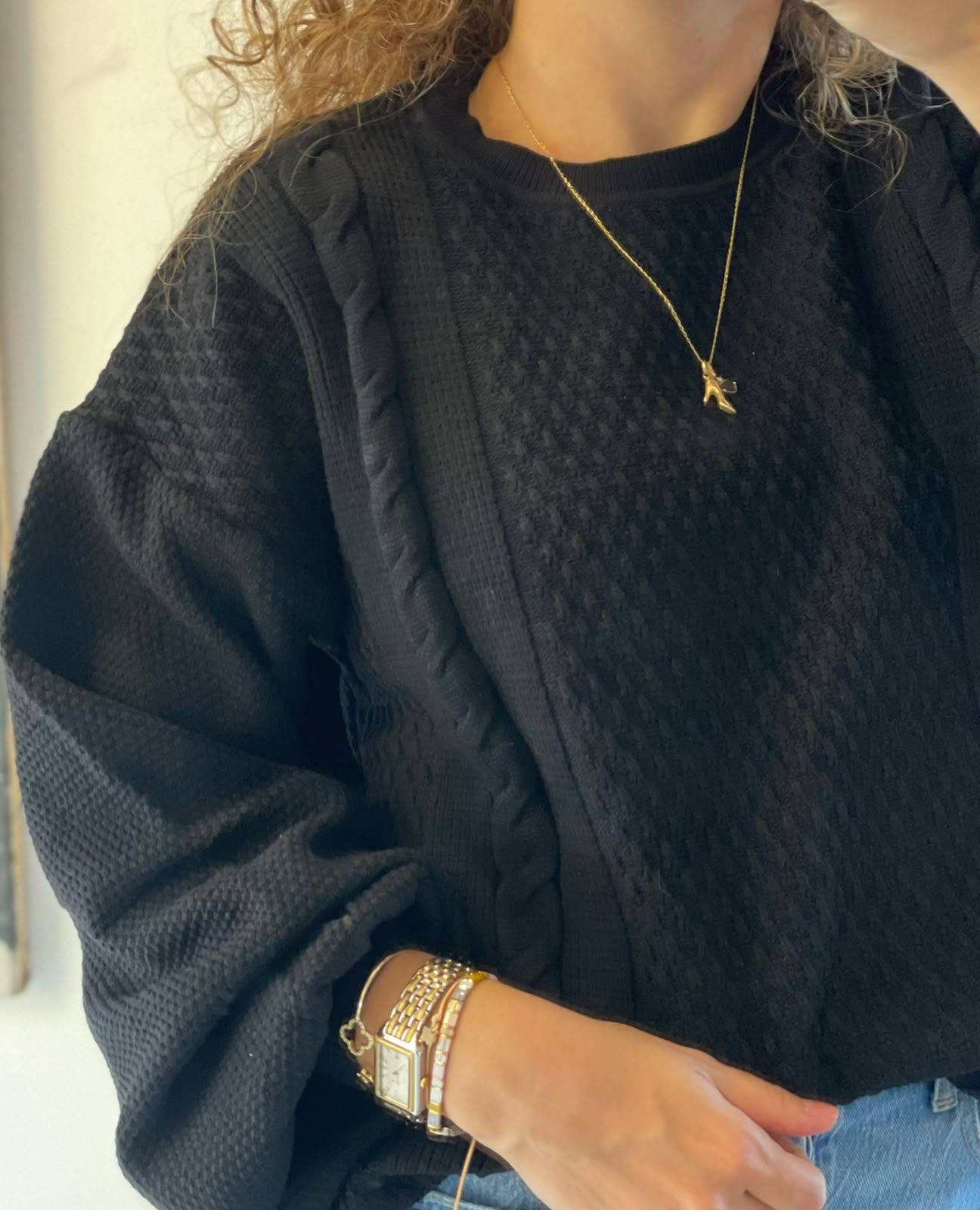 Sueter Sort Trenza Negro