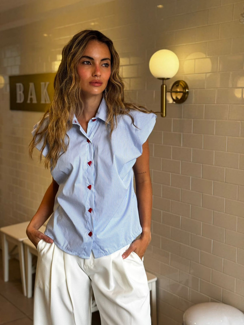 Camisa Rita Azul Rayas