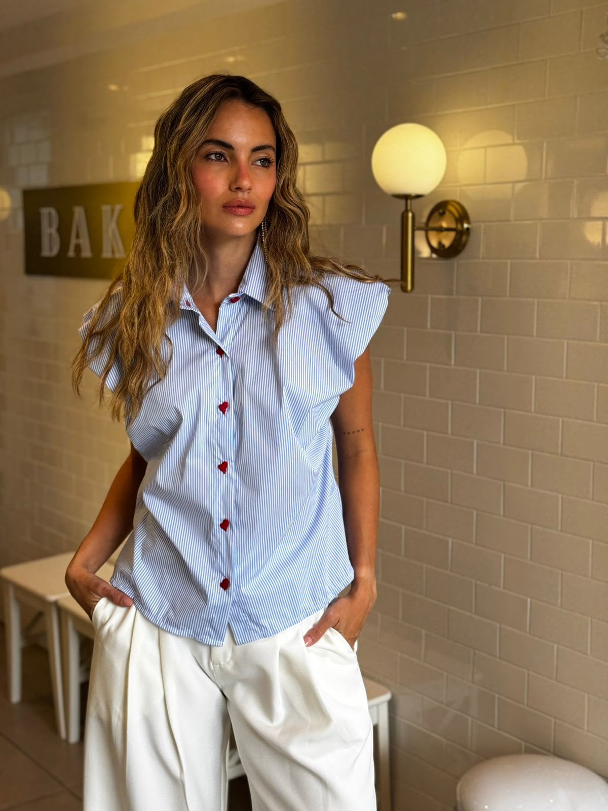 Camisa Rita Azul Rayas