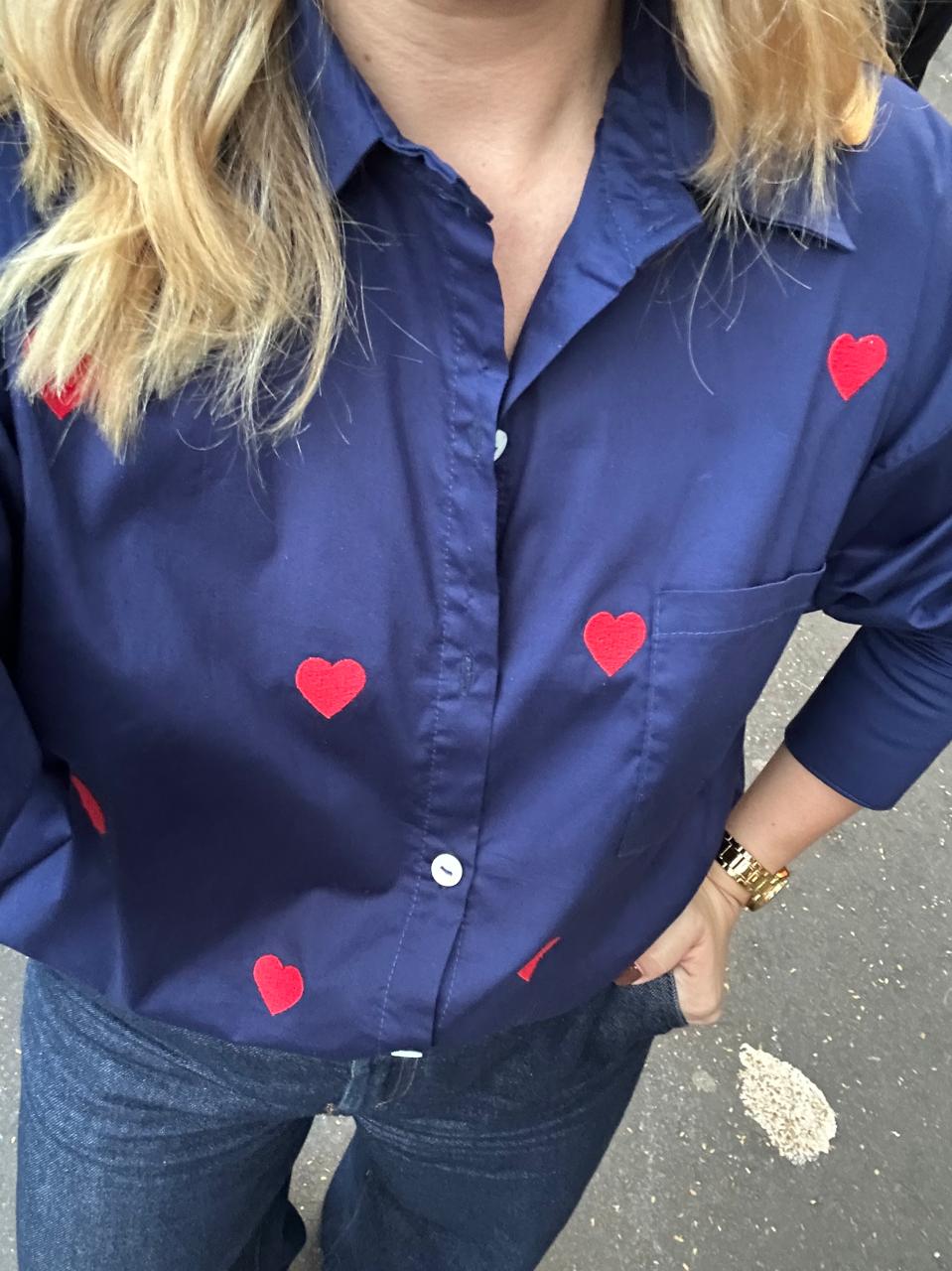Camisa Gabriela Corazones Azul